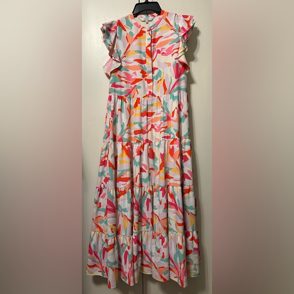 Crosby by Mollie Burch Colorful Tiered Midi Dress size Medium - Picture 1 of 3